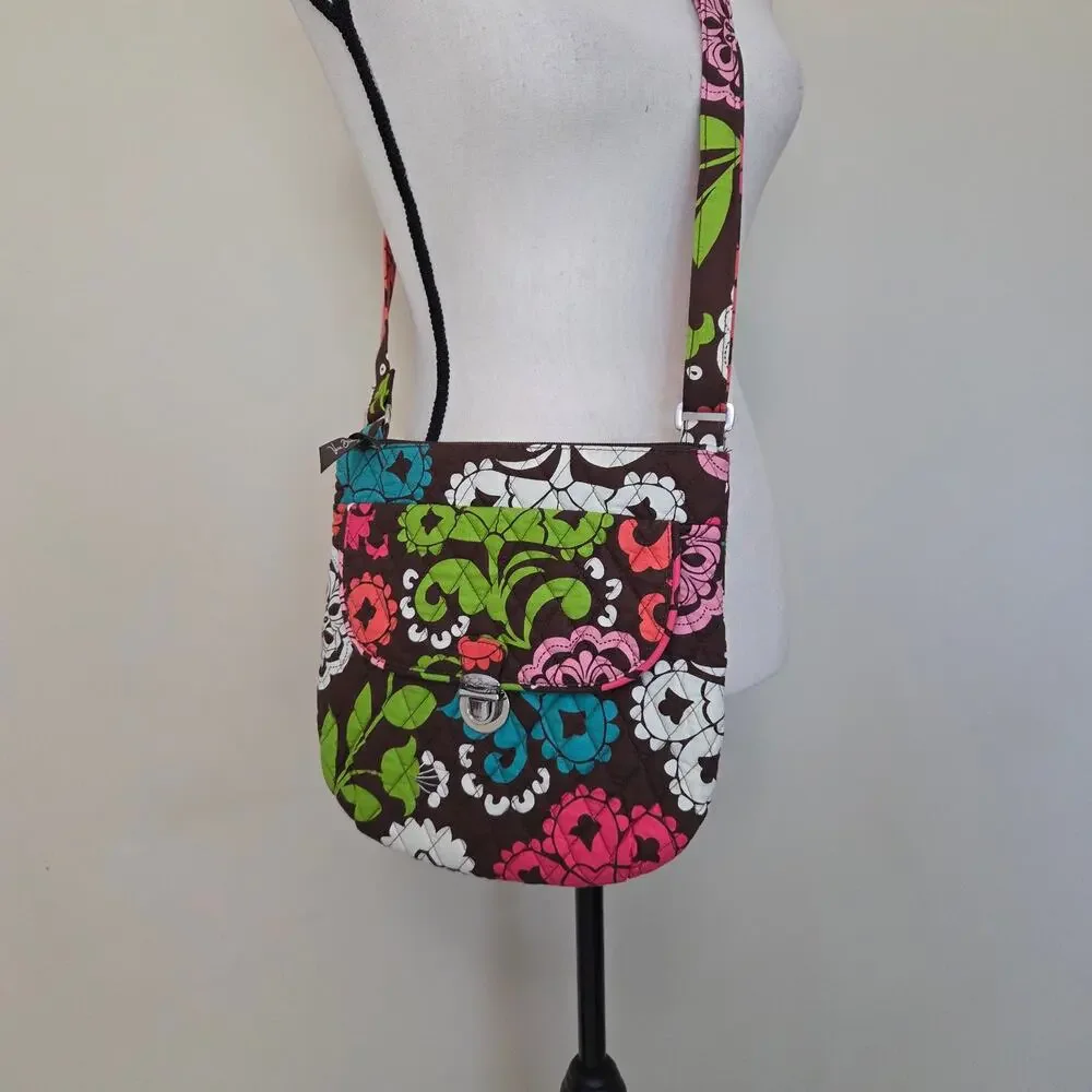 Vera Bradley Retired Lola Saddle Hipster Quilted Crossbody Handbag Adjustable